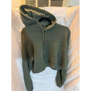 Bella + Canvas Cropped Fleece Hoodie – Olive Green, Size M